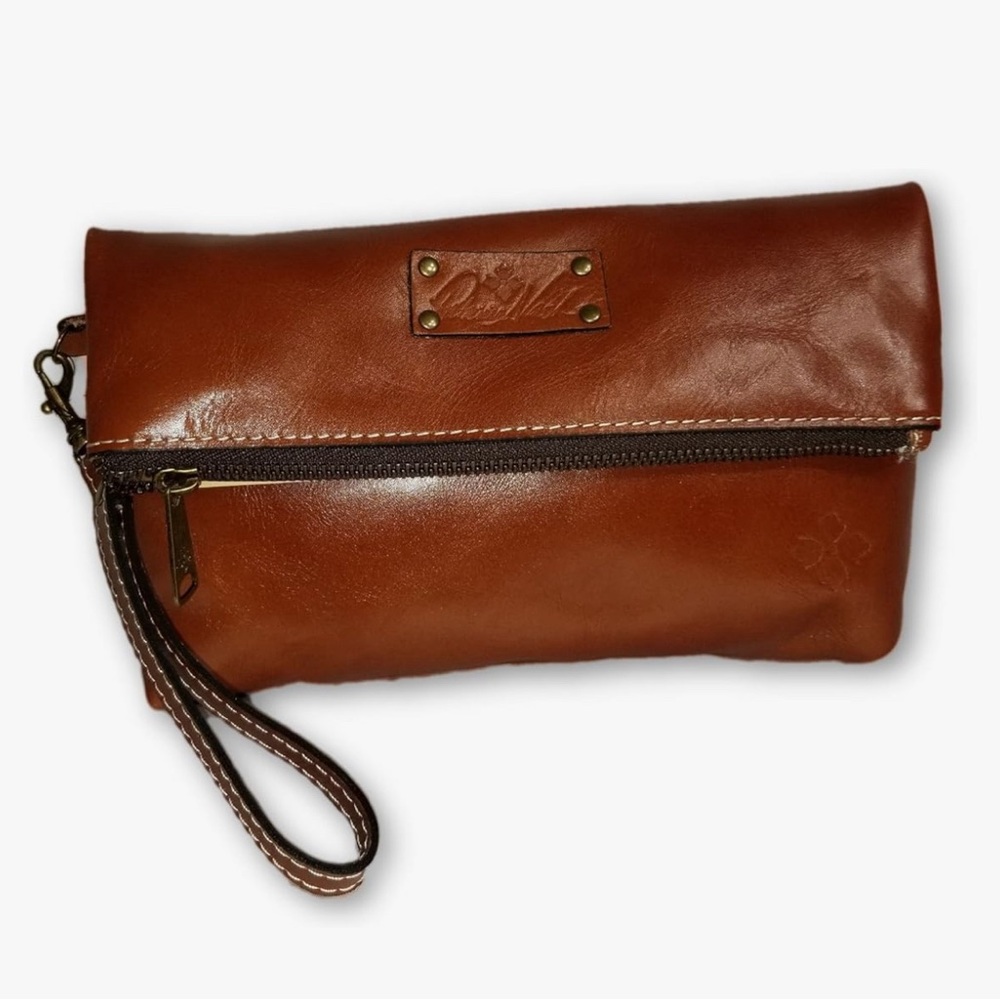 Patricia Nash Valerie Tan Leather Fold-Over Clutch Wristlet